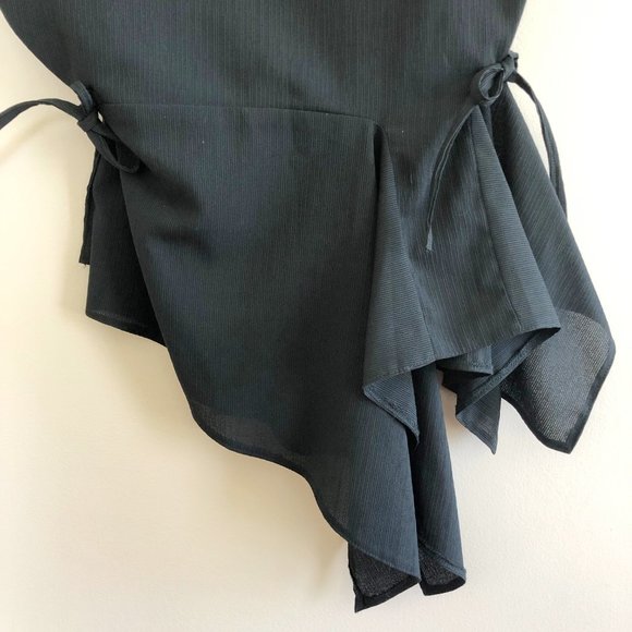 Meem Label UK Asymmetrical Black Side-Tie Blouse | Size S - Picture 4 of 11